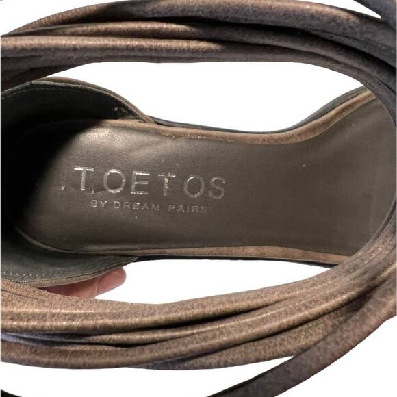 Toetos Womens Ivy_01 Fashion Block Heeled Sandals Size 10 Taupe Zip Back - Picture 13 of 16